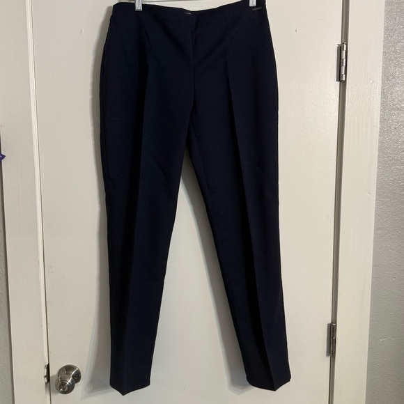 Tahari Pants - TAHARI Navy Blue Pants size 10 side zipper ankle straight leg